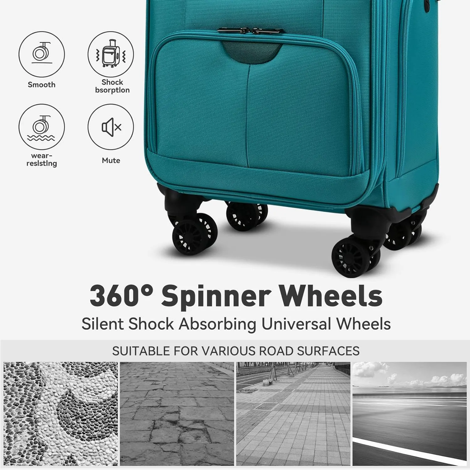 TIAWOLT 16 Inch Underseat Carry On Luggage Suitcase with Spinner Wheels Softside Lightweight Suitcases, Green, Underseat 16-Inch, Softside Underseat Carry-on Luggage With Spinner Wheel