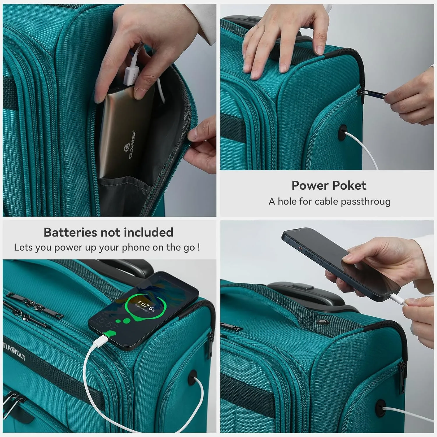 TIAWOLT 16 Inch Underseat Carry On Luggage Suitcase with Spinner Wheels Softside Lightweight Suitcases, Green, Underseat 16-Inch, Softside Underseat Carry-on Luggage With Spinner Wheel