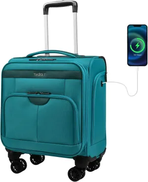 TIAWOLT 16 Inch Underseat Carry On Luggage Suitcase with Spinner Wheels Softside Lightweight Suitcases, Green, Underseat 16-Inch, Softside Underseat Carry-on Luggage With Spinner Wheel