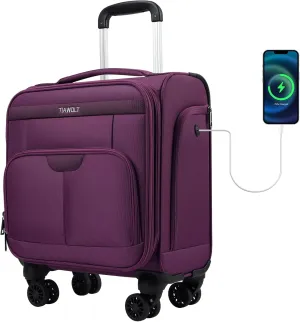 TIAWOLT 16 Inch Underseat Carry On Luggage Suitcase with Spinner Wheels Softside Lightweight Suitcases, Purple, Underseat 16-Inch, Softside Underseat Carry-on Luggage With Spinner Wheel
