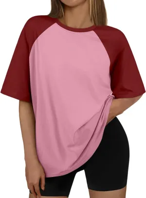 Trendy Queen Oversized Short Sleeve T Shirts for Women Workout Casual Summer Tops Loose Fit Cute Basic Tees