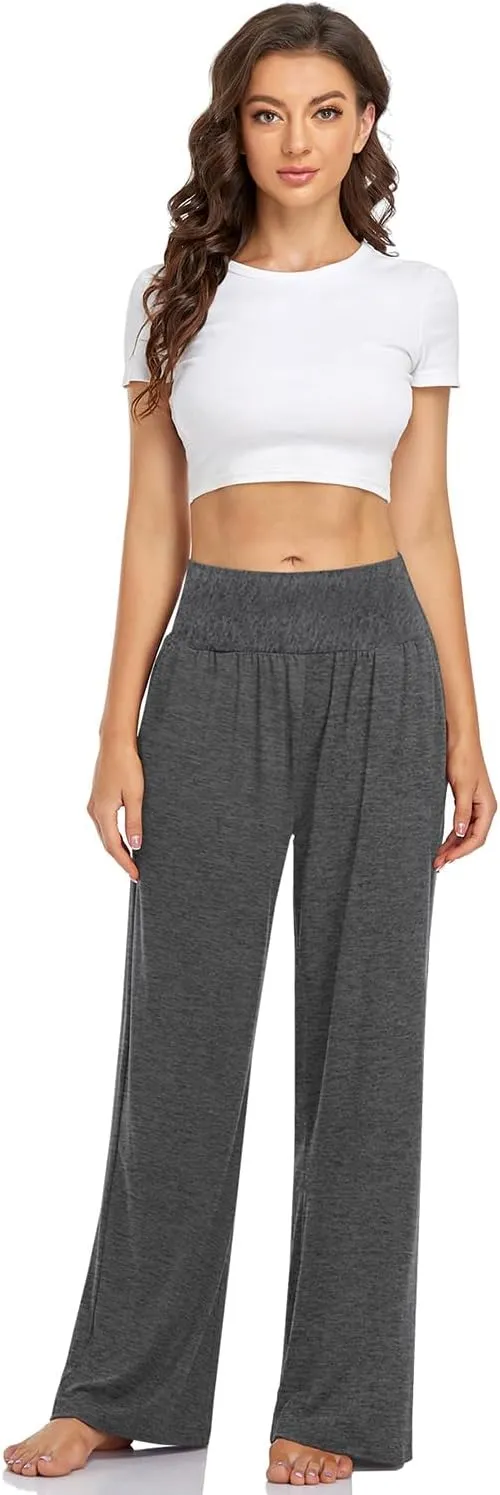 UEU Women's Casual Loose Wide Leg Cozy Pants Yoga Sweatpants Comfy High Waisted Sports Athletic Lounge Pants with Pockets