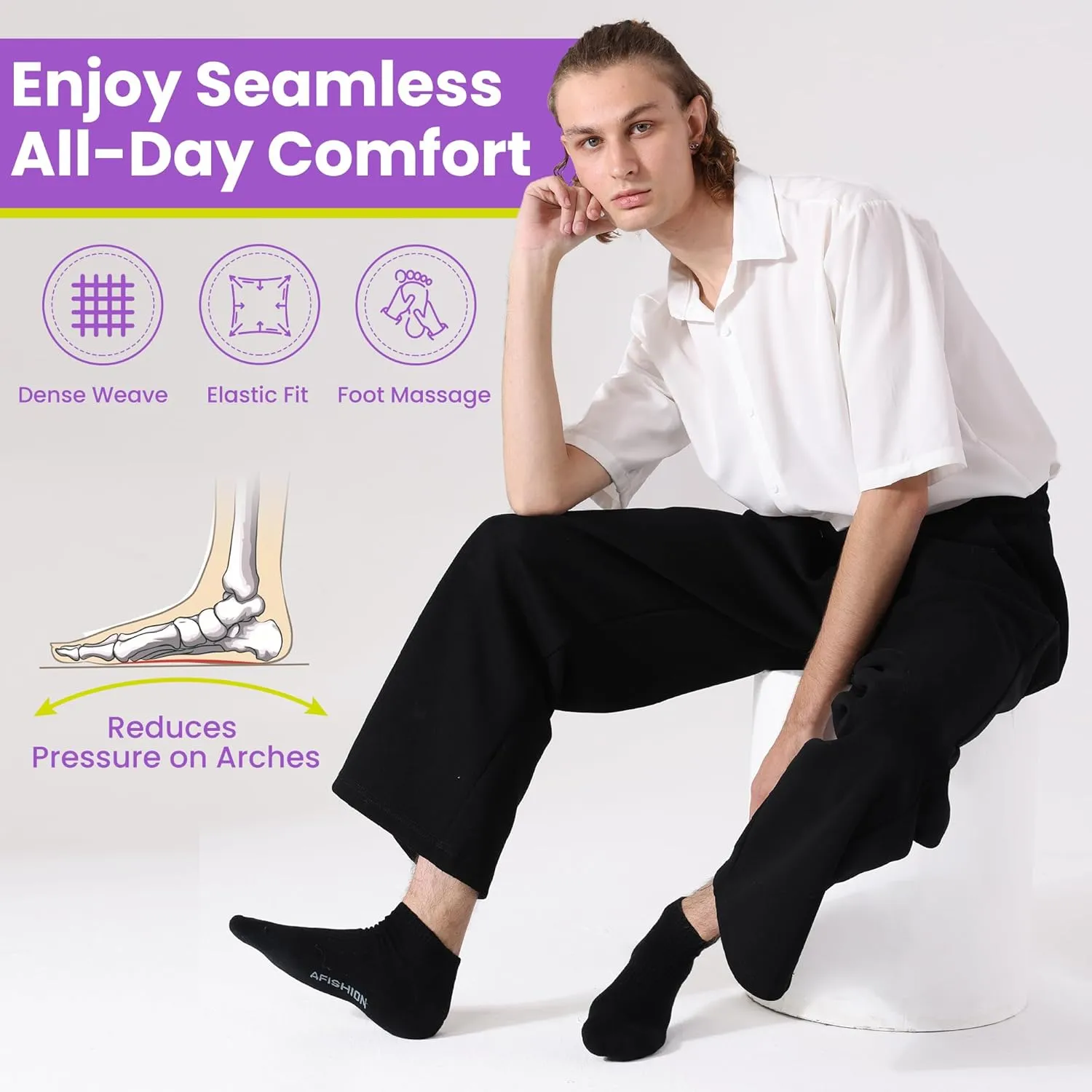 Unisex Athletic Running Socks, Anti Odour, Low Cut, No Show, 6 Pairs, Grey