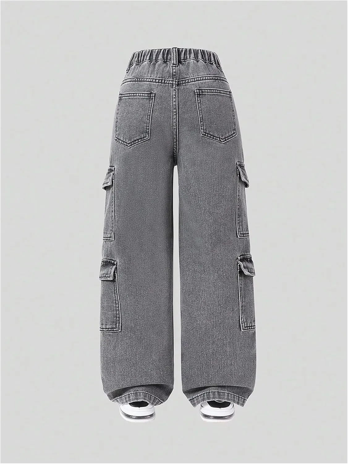 Verdusa Girl's Y2K Camo Cargo Pants Loose Straight Leg Denim Pants with Pockets