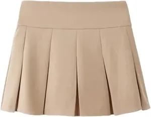 Vintage Brown Mini Skirts High Waist Women Pleated Skirt