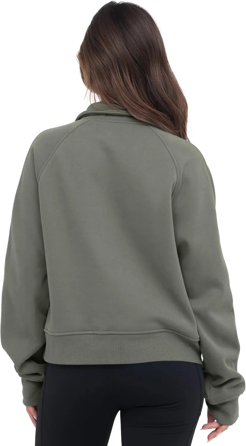 VIUTIL Womens Half Zip Sweatshirt Fleece Cropped Pullover with Thumb Hole Fall Trendy Clothes 2025