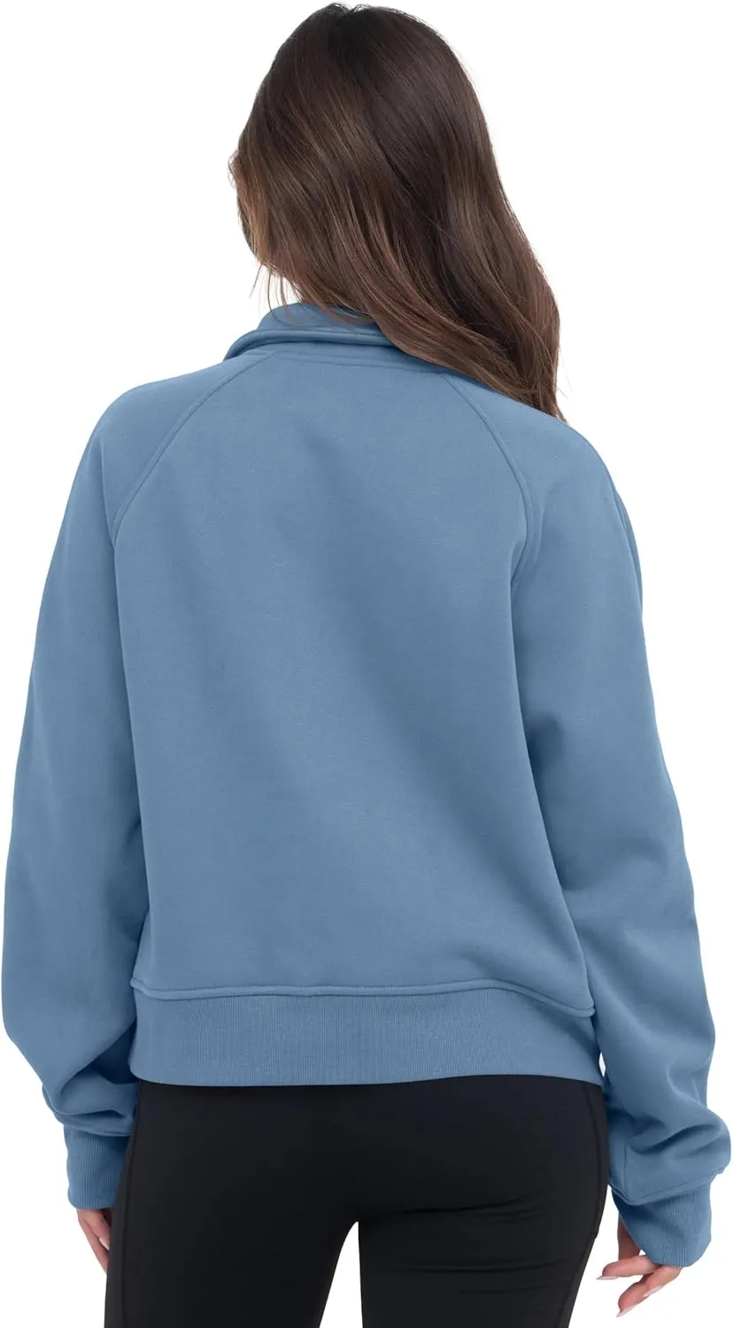 VIUTIL Womens Half Zip Sweatshirt Fleece Cropped Pullover with Thumb Hole Fall Trendy Clothes 2025