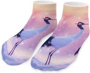 Walking Japanese Cranes Unisex Ankle Socks Low Cut Funny Print Athletic No Show Stocking