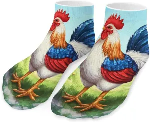 Watercolor Rooster Unisex Ankle Socks Low Cut Funny Print Athletic No Show Stocking