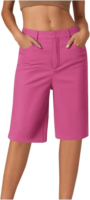 Wkishenl Women's Bermuda Shorts Trendy 2025 Casual Summer Knee Length Short High Waisted Straight Leg Hiking Vacation Outfits