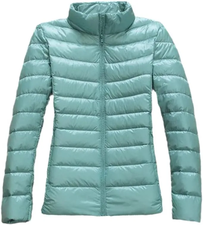 Women Duck Down Jackets Winter Ultralight Hooded Women Down Coat Portable Short Parkas Puffer Overcoat Blue stand XXL