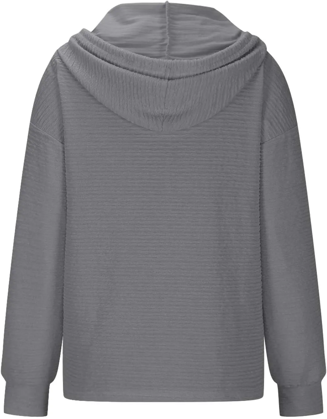 Women Fall Long Sleeve Casual Button V Neck Hoodies Oversized Sweatshirt Hooded Durable Breathable Basic Pullover