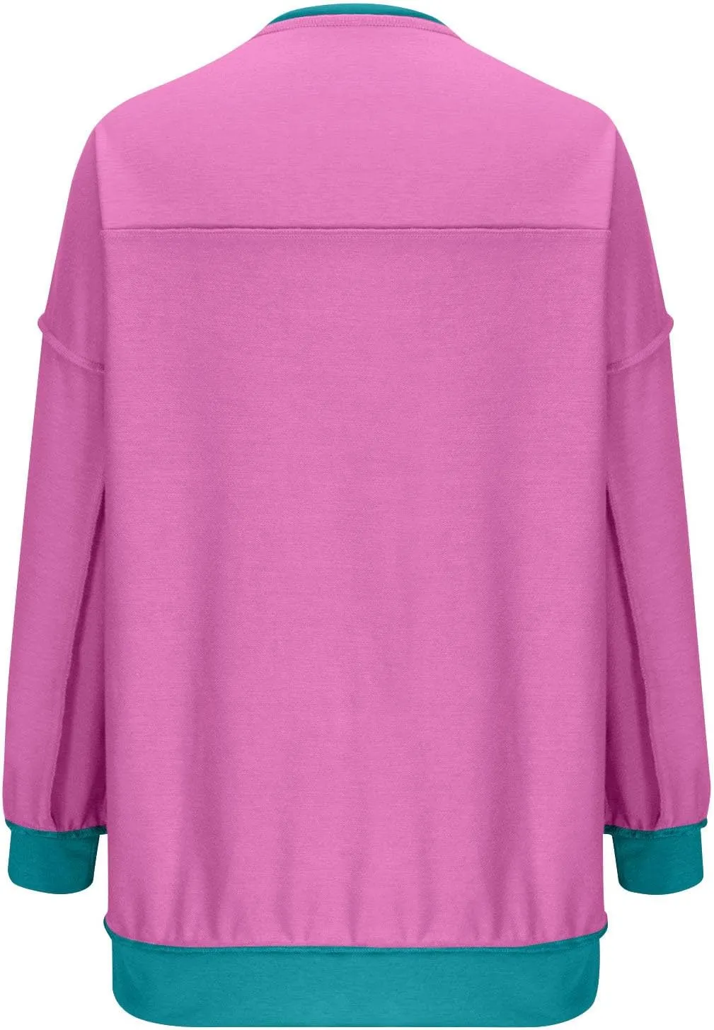 Women Fashion Oversized Long Sleeve Splicing Pullover Plain Color Tops Lightweight Sweatshirts Loose Fit Ribbed Top