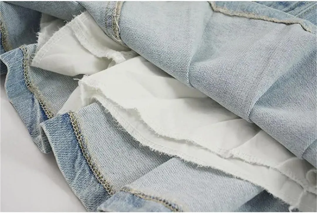 Women High Waist Denim Mini Skirt Korean Vintage Slimming Skirts Versatile Denim Button Leaf Pleated Skirts