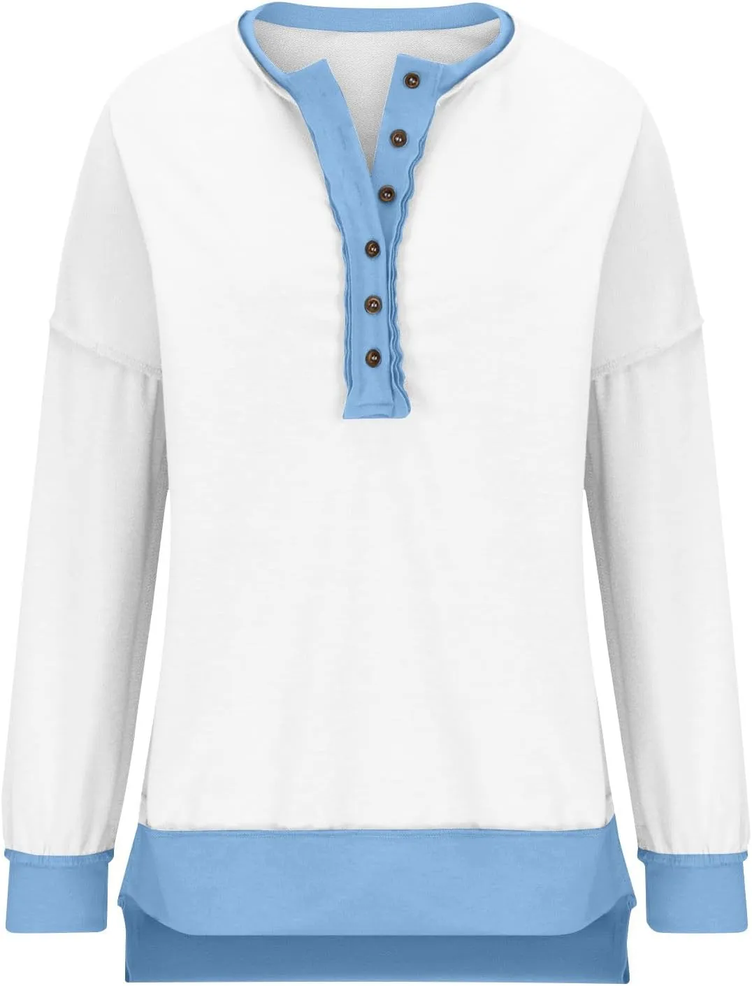 Women Long Sleeve Splicing Pullover Plain Color Tops Lightweight Sweatshirts Loose Fit Top Workout Shirts Outdoors