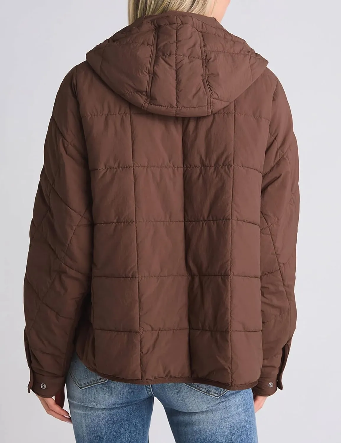 Women Packable Quilted Puffer Jacket Oversized Lightweight Pullover Coats Hooded Puffy Winter Jackets with Pockets