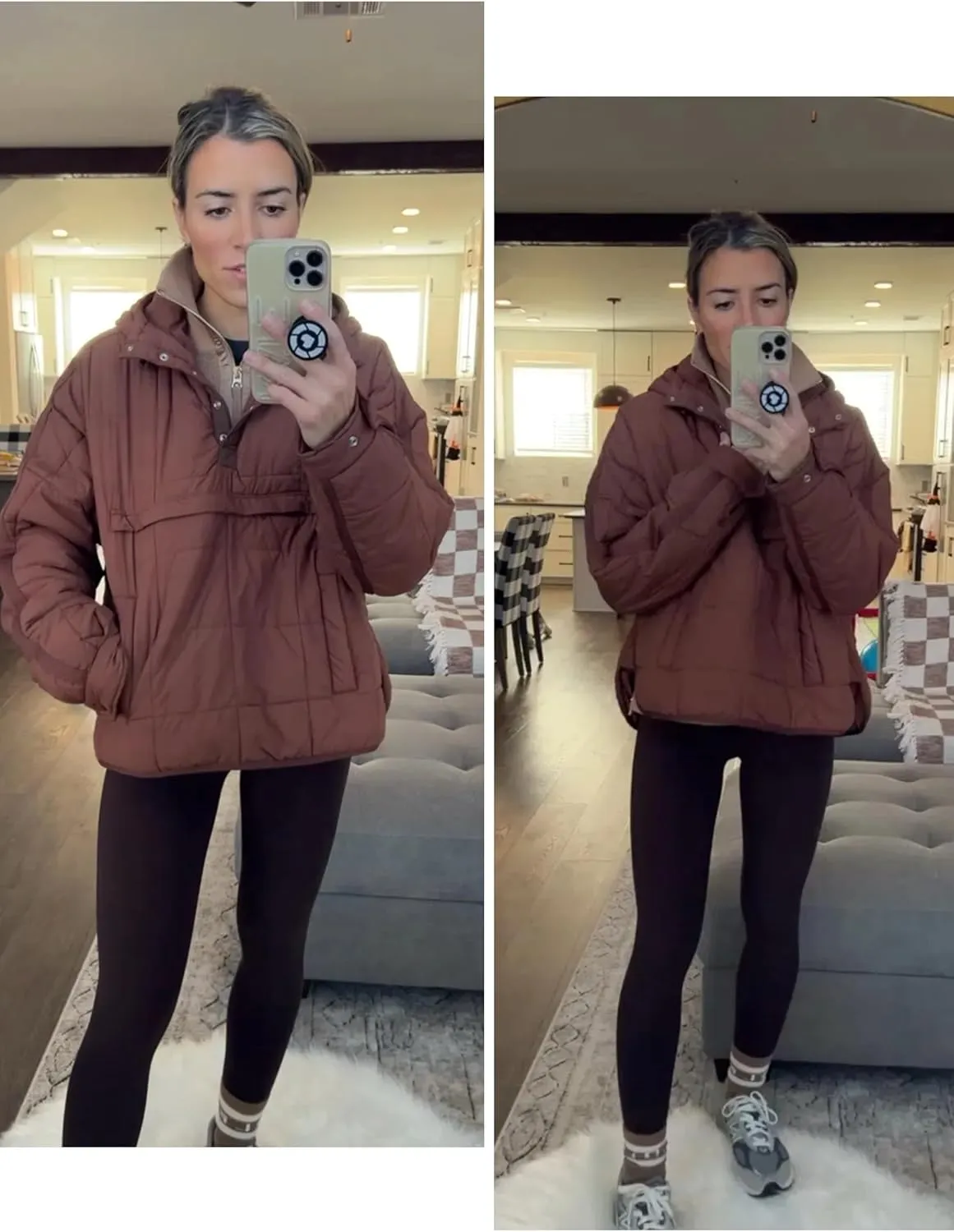 Women Packable Quilted Puffer Jacket Oversized Lightweight Pullover Coats Hooded Puffy Winter Jackets with Pockets