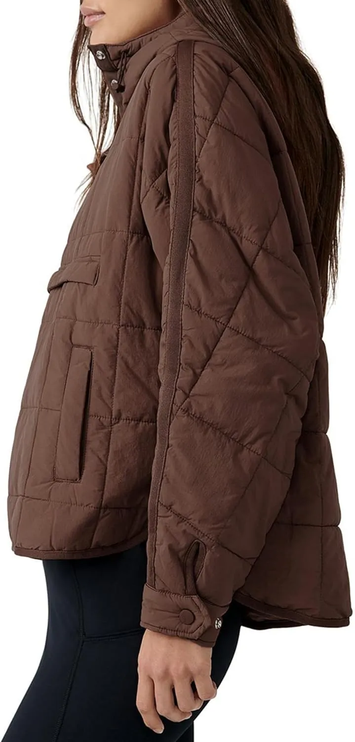 Women Packable Quilted Puffer Jacket Oversized Lightweight Pullover Coats Hooded Puffy Winter Jackets with Pockets