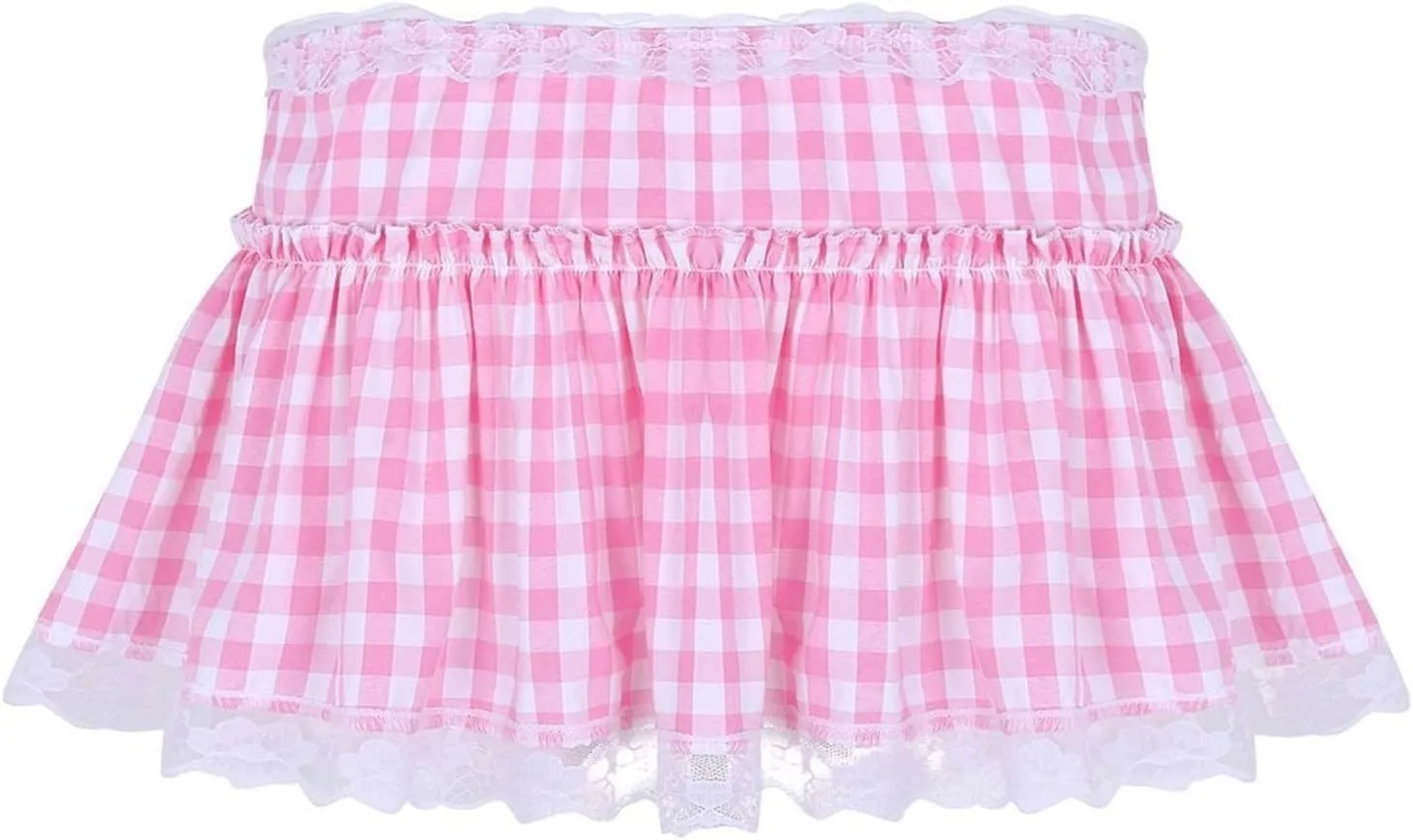 Women Plaid Ruffle Mini Skirt Y2k Gingham A line Pleated Short Skirt Elastic High Waist Layered Tiered Skirt
