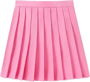 Women Pleated Skirt Preppy Mini School Skirt Solid Color High Waist A Line Short Skirt Party Cheer Skirt Clubwear