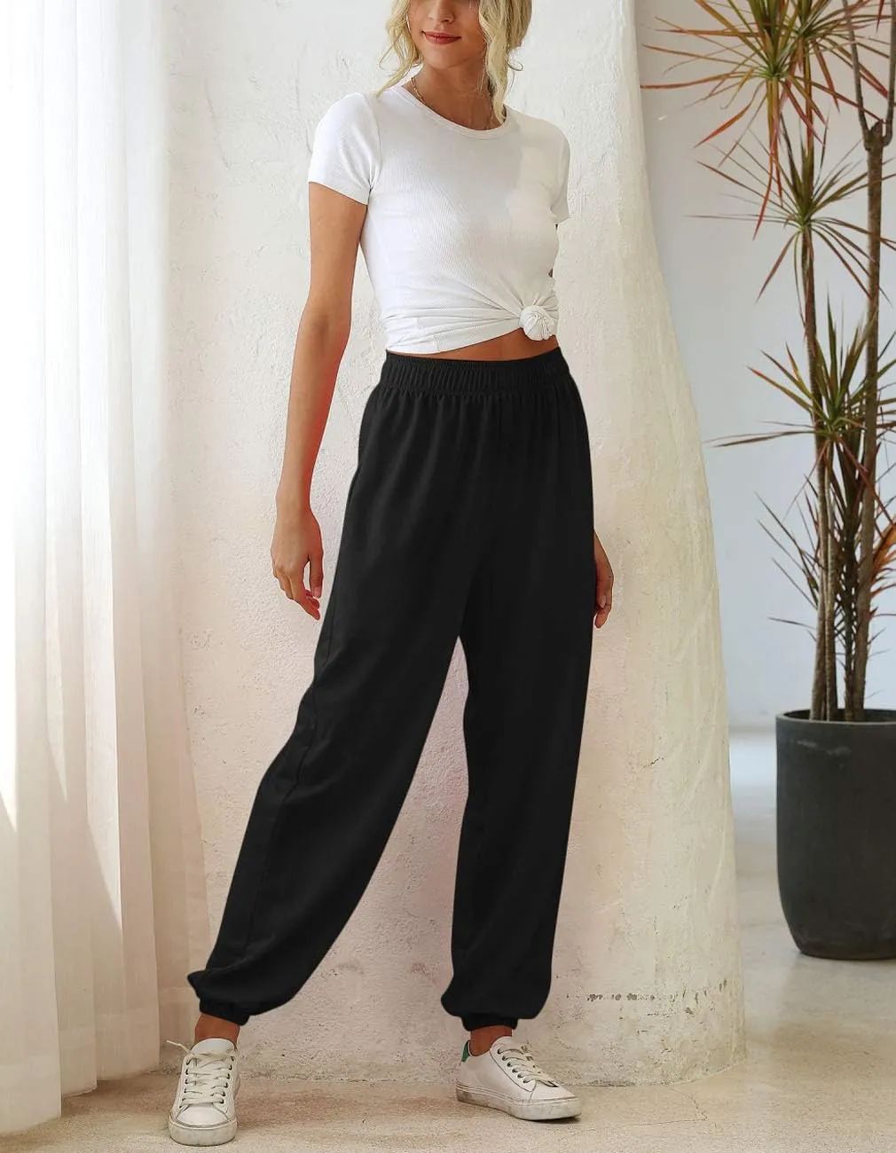 Women Sweatpants Joggers High Waist Tracksuit Bottoms Harem Pants with Pockets Running Workout Casual Lounge Wear
