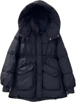 Women Winter Coats Hooded Down Jacket Mid-Length Parkas Fashion Down Puffer Coat