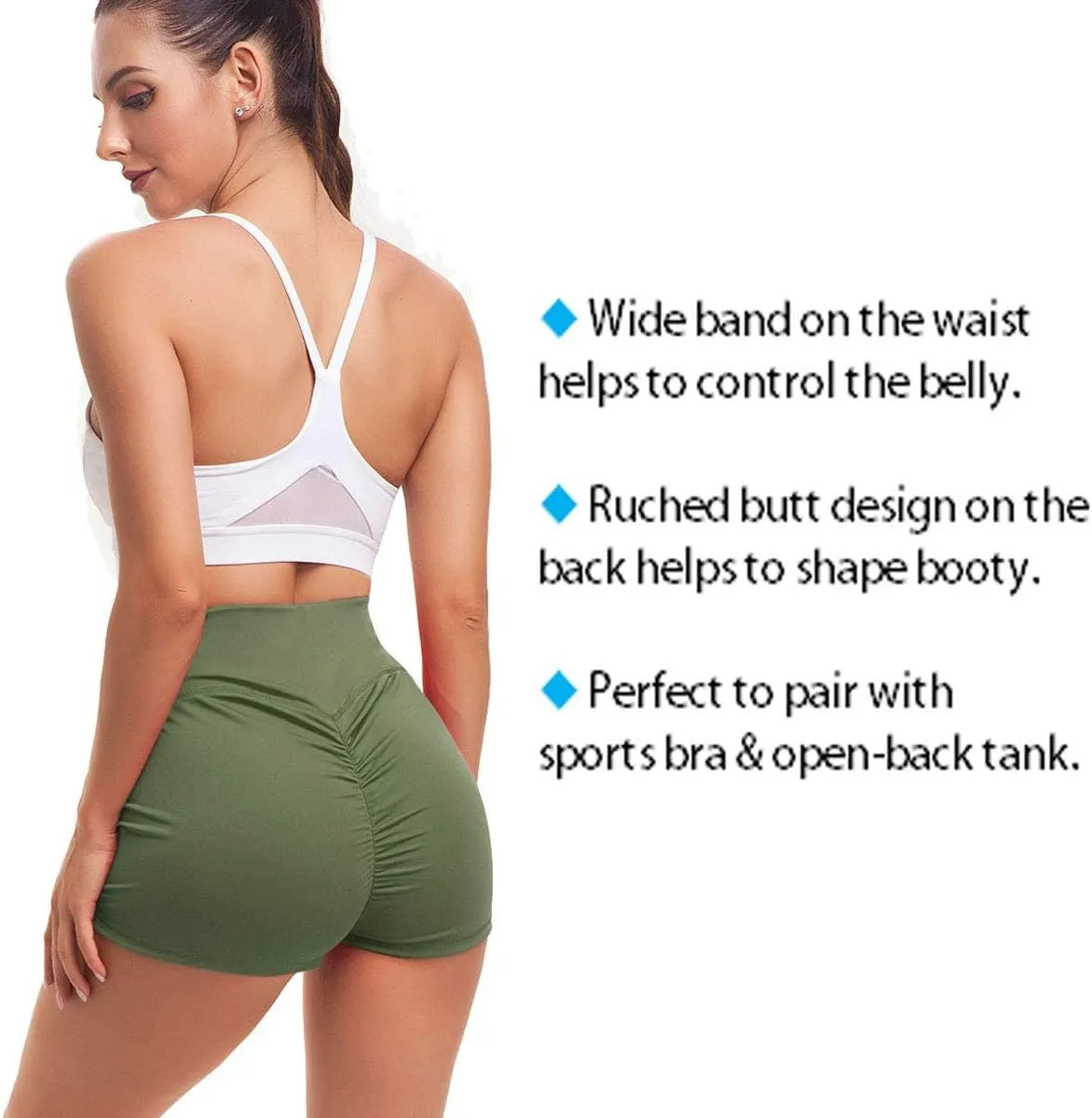 Women Yoga Shorts Ruched Booty High Waisted Gym Workout Shorts Butt Lifting Hot Pants
