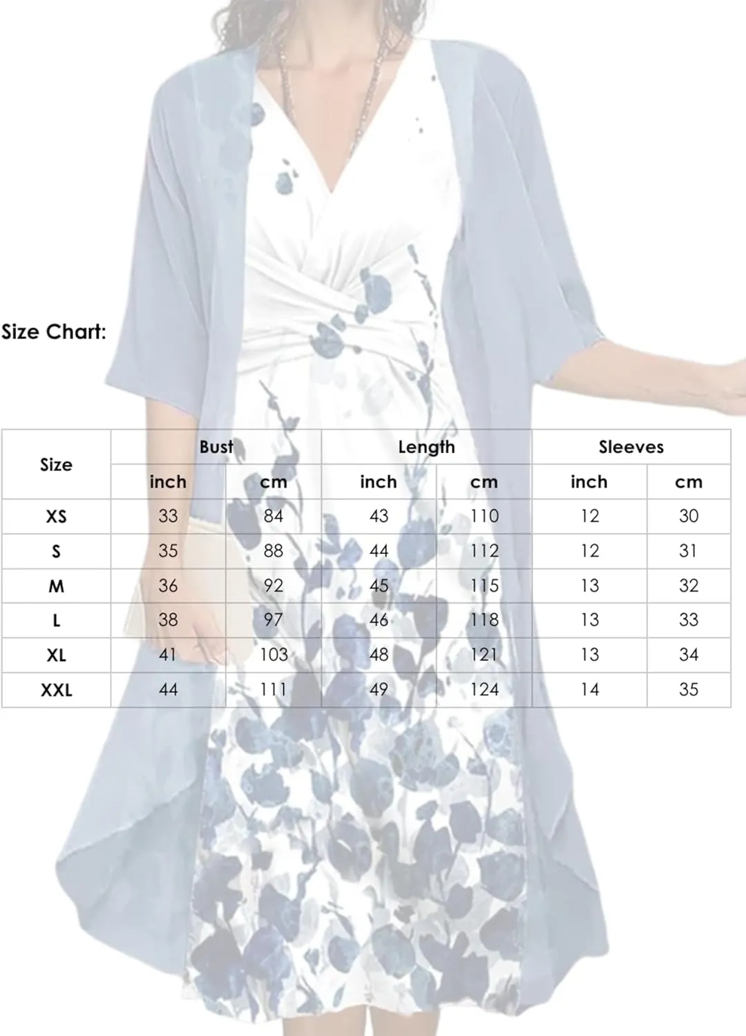 Womens 2 Piece Lounge Sets Blue Floral Print Half Sleeve Midi A-line Dress with Thin Jacket Set V Neck Clothes