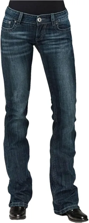 Womens Baggy Barrel Jeans Boyfriend,Stretch Mid Waisted Pants Button Straight Leg Jeans Skinny Fit Trousers