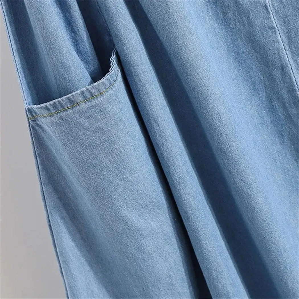 Women's Casual Denim Skirts 2025 Spring Elastic High Waist A-Line Jean Skirt