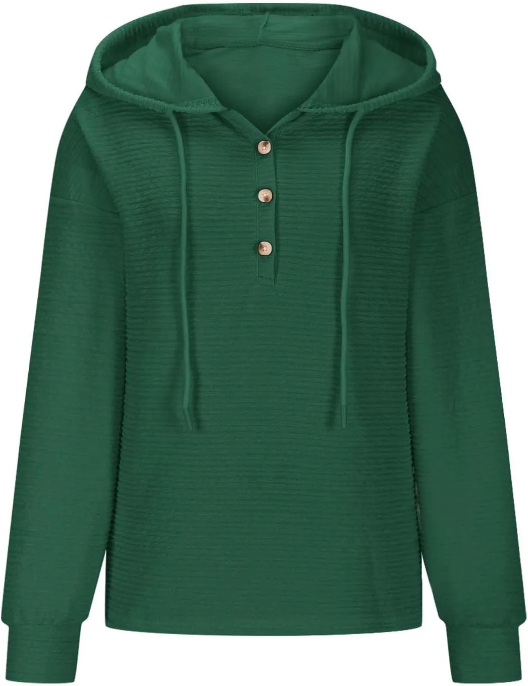 Women's Casual Hoodies Long Sleeve Solid Color Lightweight Pullover Tops Loose Sweatshirt Pleated Drawstring Shirts