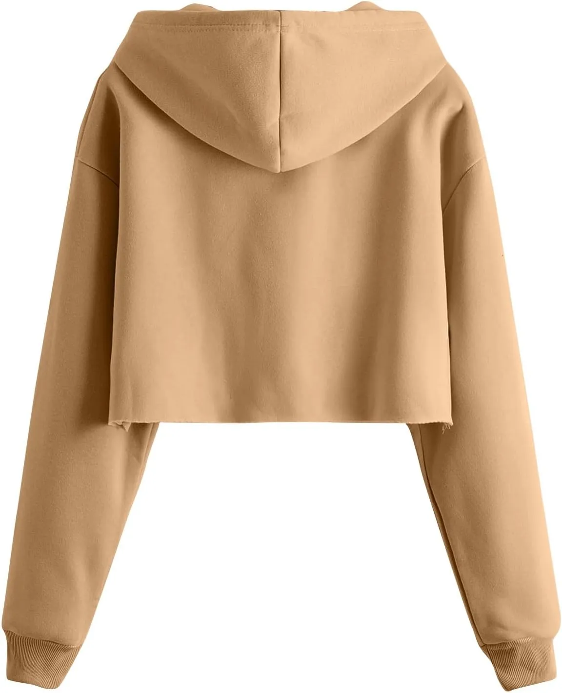 Womens Cropped Hoodie Crop Sweatshirts for Women Casual Workout Pullover Tops Drawstring Top Hooded Sweatshirt Fall