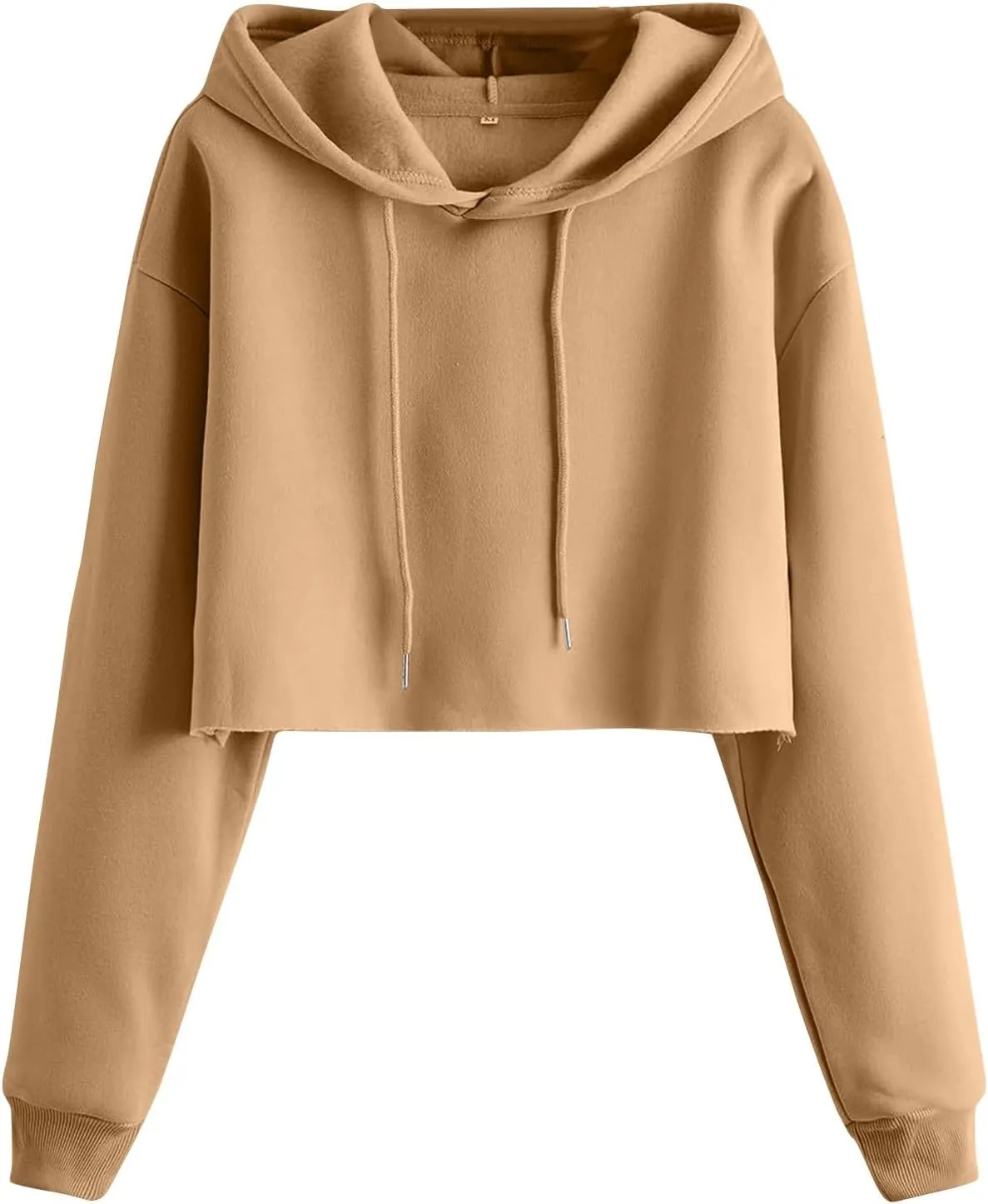 Womens Cropped Hoodie Crop Sweatshirts for Women Casual Workout Pullover Tops Drawstring Top Hooded Sweatshirt Fall