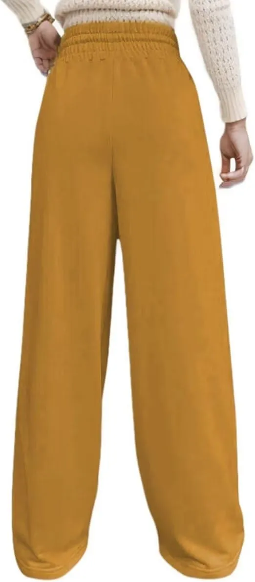 Women's Drawstring Elastic High Waist Wide Leg Sweatpants Trendy Lounge Pants Fall Fashion Trousers with Pockets