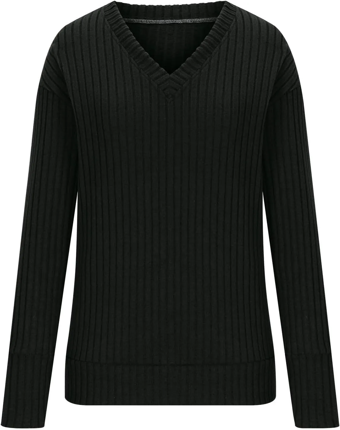 Women's Fall Tops 2024 Fashion V Neck Long Sleeve Shirts Blouse Knitted Casual Pullover Sweater Cozy Going Out Tops