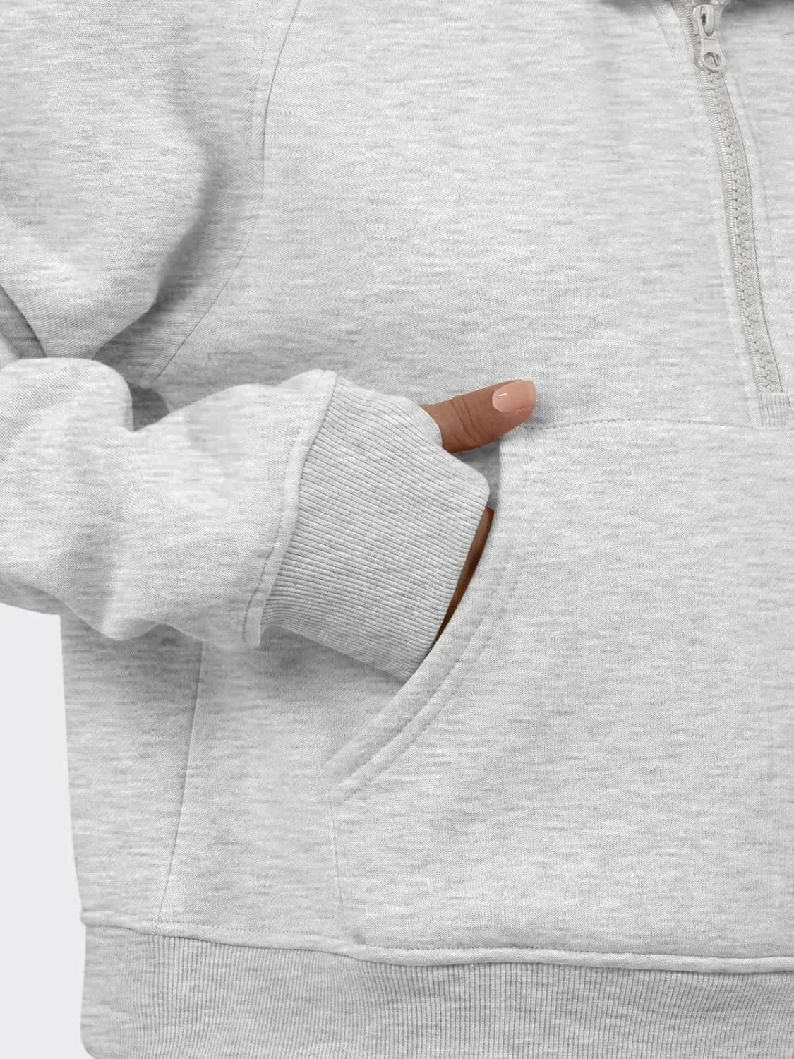 Womens Half Zip Sweatshirts Cropped Pullover Hoodies Fleece Lined Quarter Zip Up Sweater 2024 Outfits Spring
