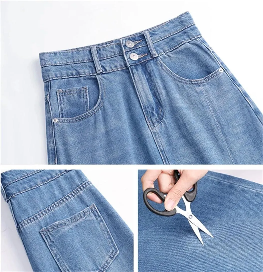 Women's High Waist Denim Skirt Spring 2025 Double Buttons Side Split Skirt Korean Fashion Long Jeans Skirts