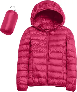 Women's Hooded Packable Puffer Jackets Trendy Winter Lightweight Warm Down Coats Slim Windproof Duck Down Outwear
