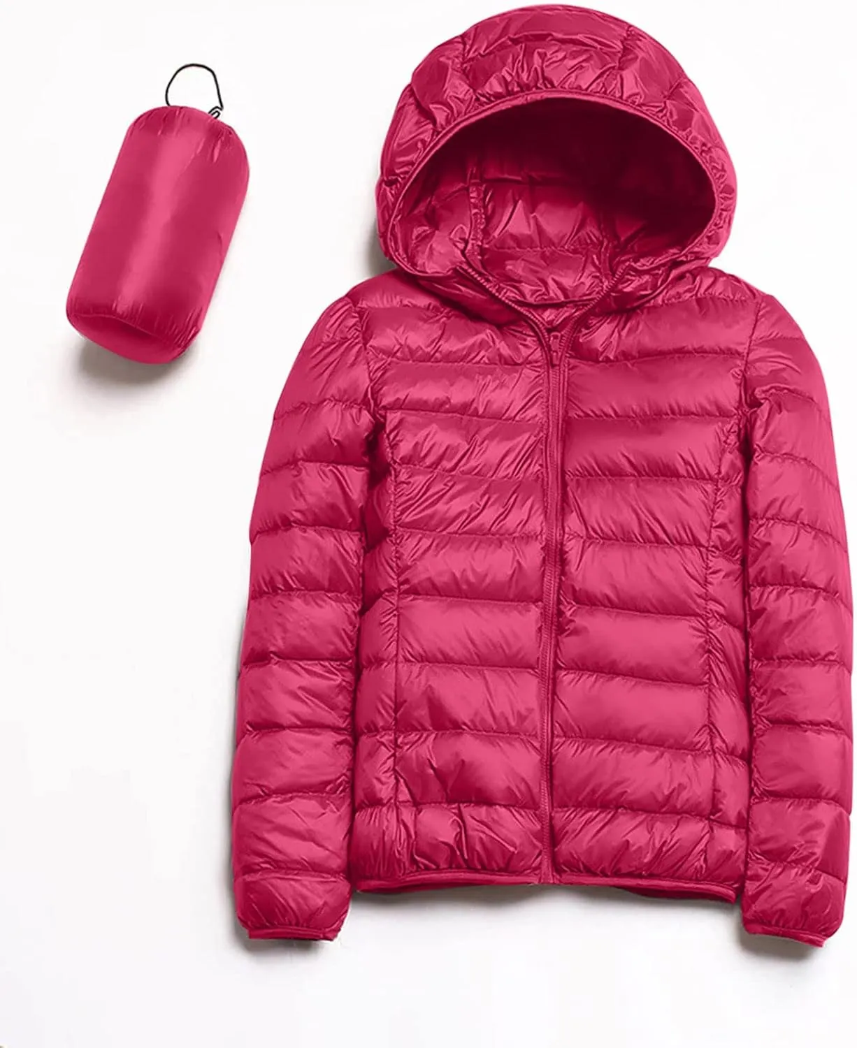 Women's Hooded Packable Puffer Jackets Trendy Winter Lightweight Warm Down Coats Slim Windproof Duck Down Outwear
