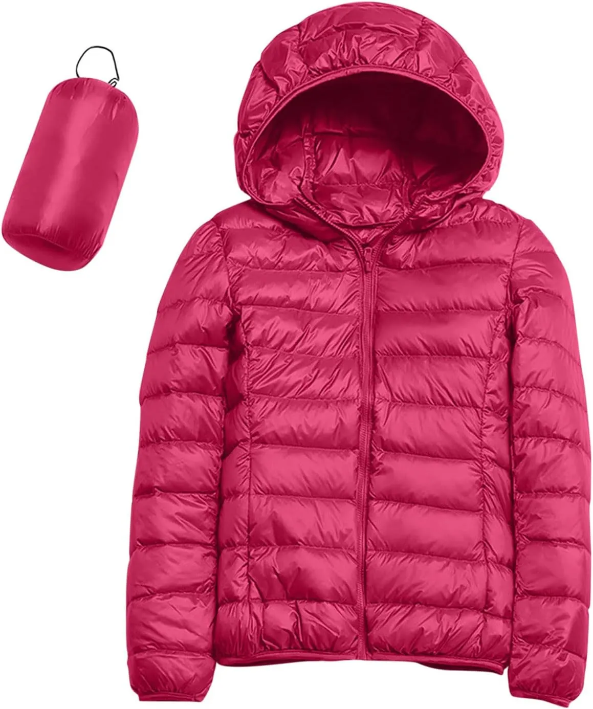 Women's Hooded Packable Puffer Jackets Trendy Winter Lightweight Warm Down Coats Slim Windproof Duck Down Outwear
