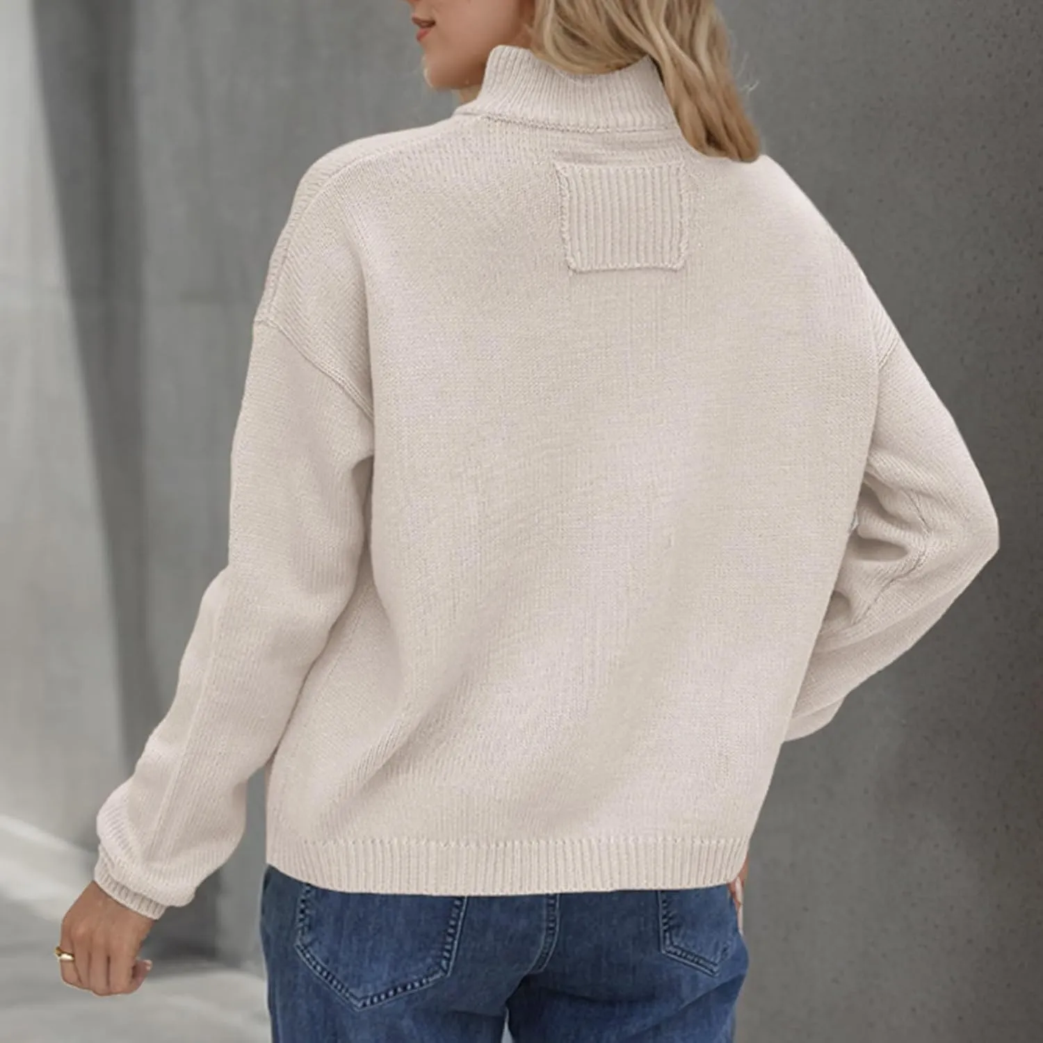 Women's Knitted Cardigans Sweaters Stand Collar Button Sweater Coat Open Front Cardigans Pullover Lightweight Outwear