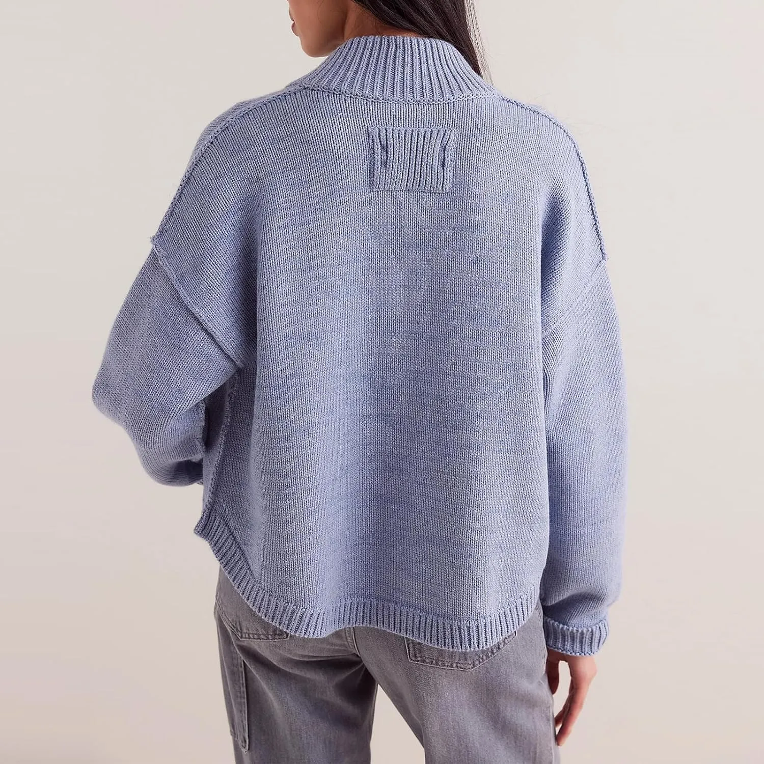 Women's Knitted Cardigans Sweaters Stand Collar Button Sweater Coat Open Front Cardigans Pullover Lightweight Outwear