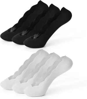 Women's No Show Socks - 6 Pack Anti-Slip Liner Flat Invisible Boat Seamless Footies