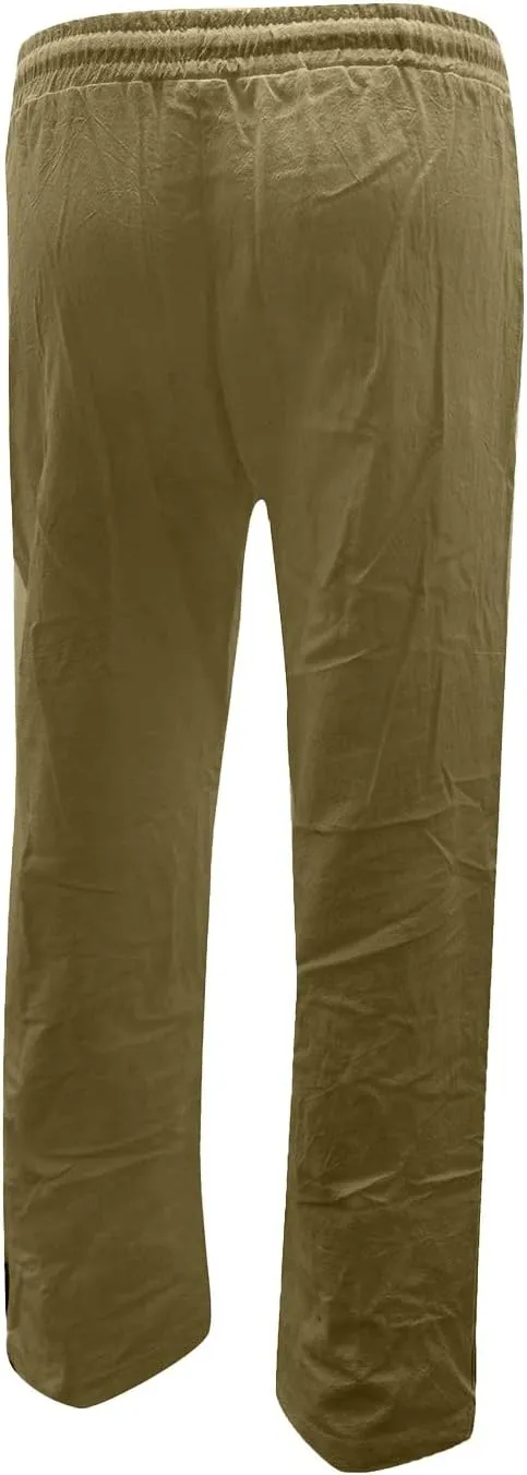 Womens Straight Leg Linen Pants 2025 Trendy Elastic High Waist Yoga Pants Sweatpants Comfy Loose Casual Beach Pants