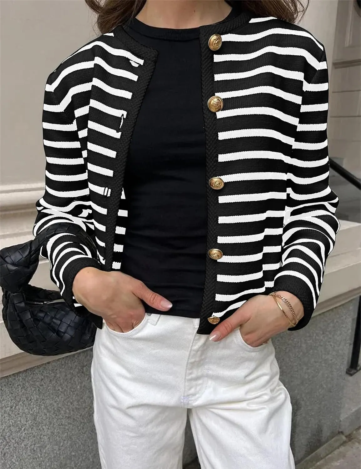 Womens Striped 2 Piece Outfits Long Sleeve Crew Neck Button Lounge Short Set Casual Knit Sweater High Waist Shorts
