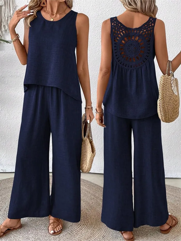 Womens Summer Beach Vacation Clothes Travel Cruise Resort Wear Casual Tank Tops Pants Sets 2 Piece outfits