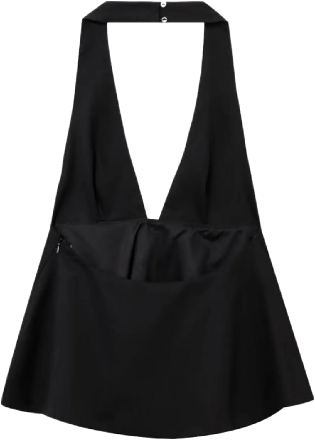 Women's Summer Sexy Deep V Neck Halter Tops Striped Tie Backless Sleeveless Peplum Crop Top