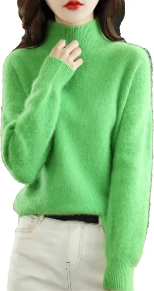 Women's Turtleneck Oversized Cashmere Sweater Thicken Knitted Pullover Loose Warm Basic Shirt