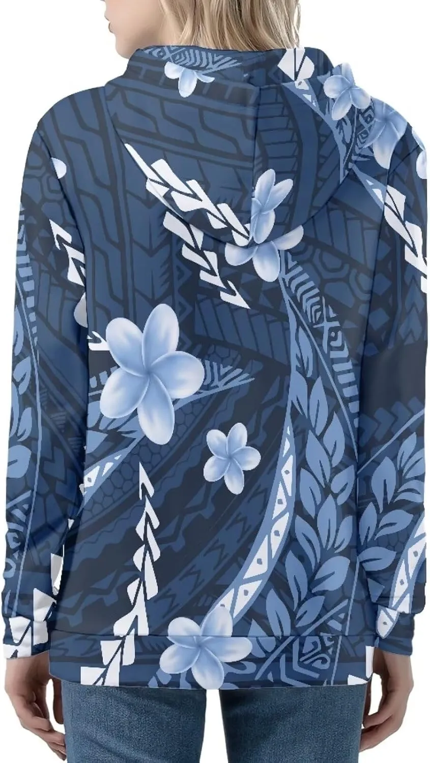 Women's Zip Up Samoa Tapa Polynesian Tribal Hoodies Jacket Samoan Puletasi Drawstring Long Sleeve Sweatshirt