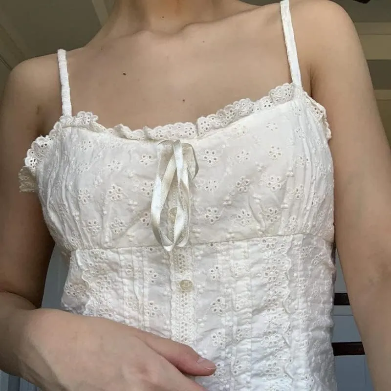 Y2K Sexy Lace V Neck Cami Crop Top Sleeveless Slim Fit Spaghetti Strap Tank Tops Crop Camisoles Summer Streetwear